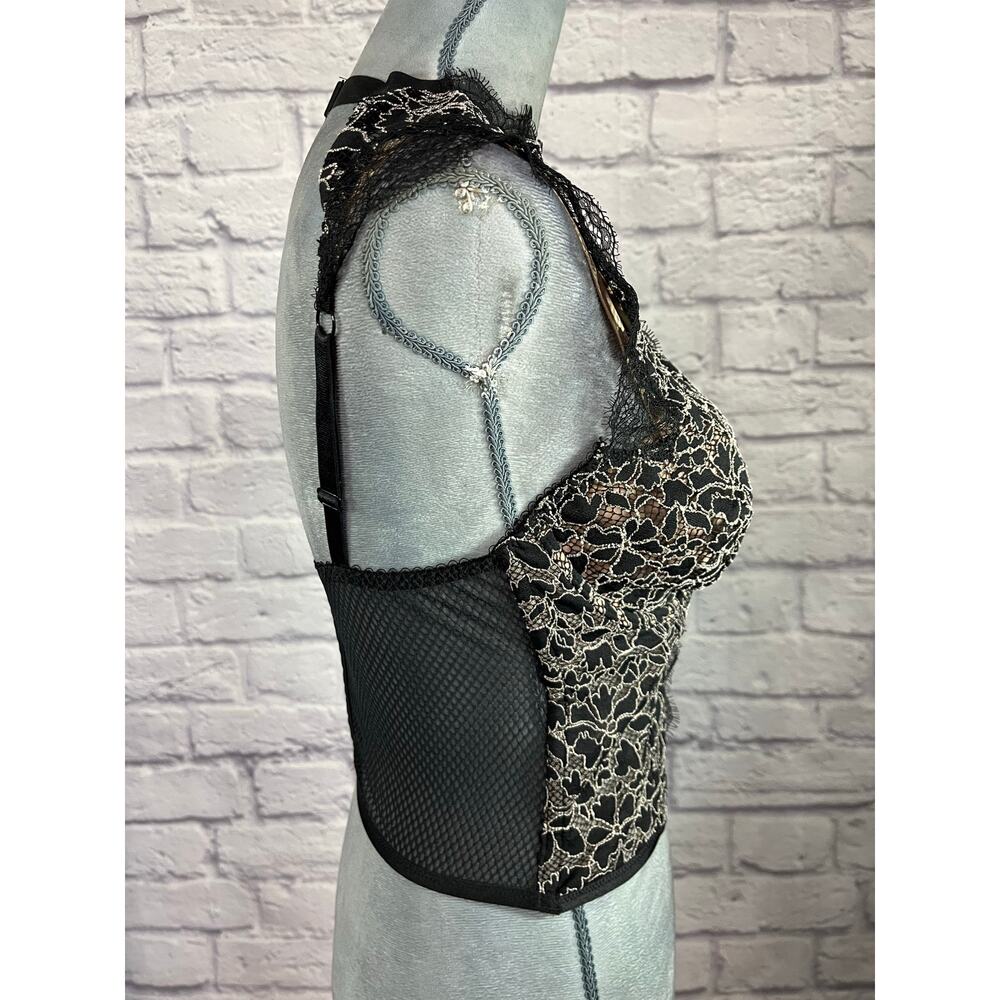 Victoria's Secret Black Lace Corset Style Blouse with Open Back & Built-in Bra - Picture 3 of 9